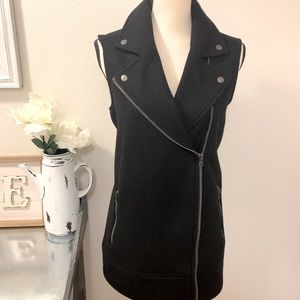 Banana Republic Black Moto Wool Vest